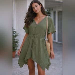 💚 Torrid Green Tone Twirl Dress Crisscross Back Size 2